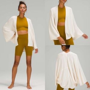 Lululemon Cashlu Knit Textured Wrap Heathered White Opal